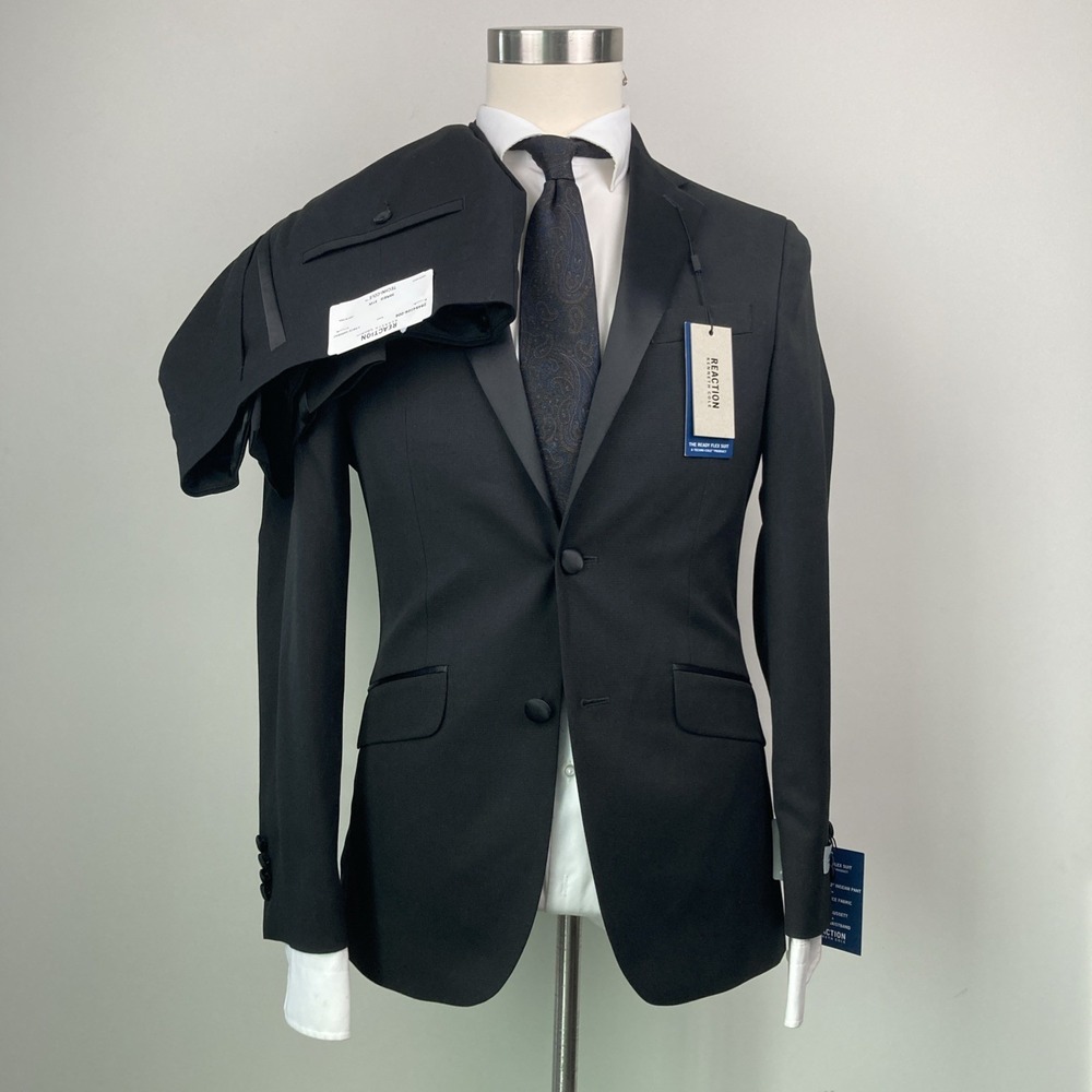 Kenneth Cole Mens Slim Fit 2-pc Tuxedo Suit Jacket 36R Pants 31W 32L